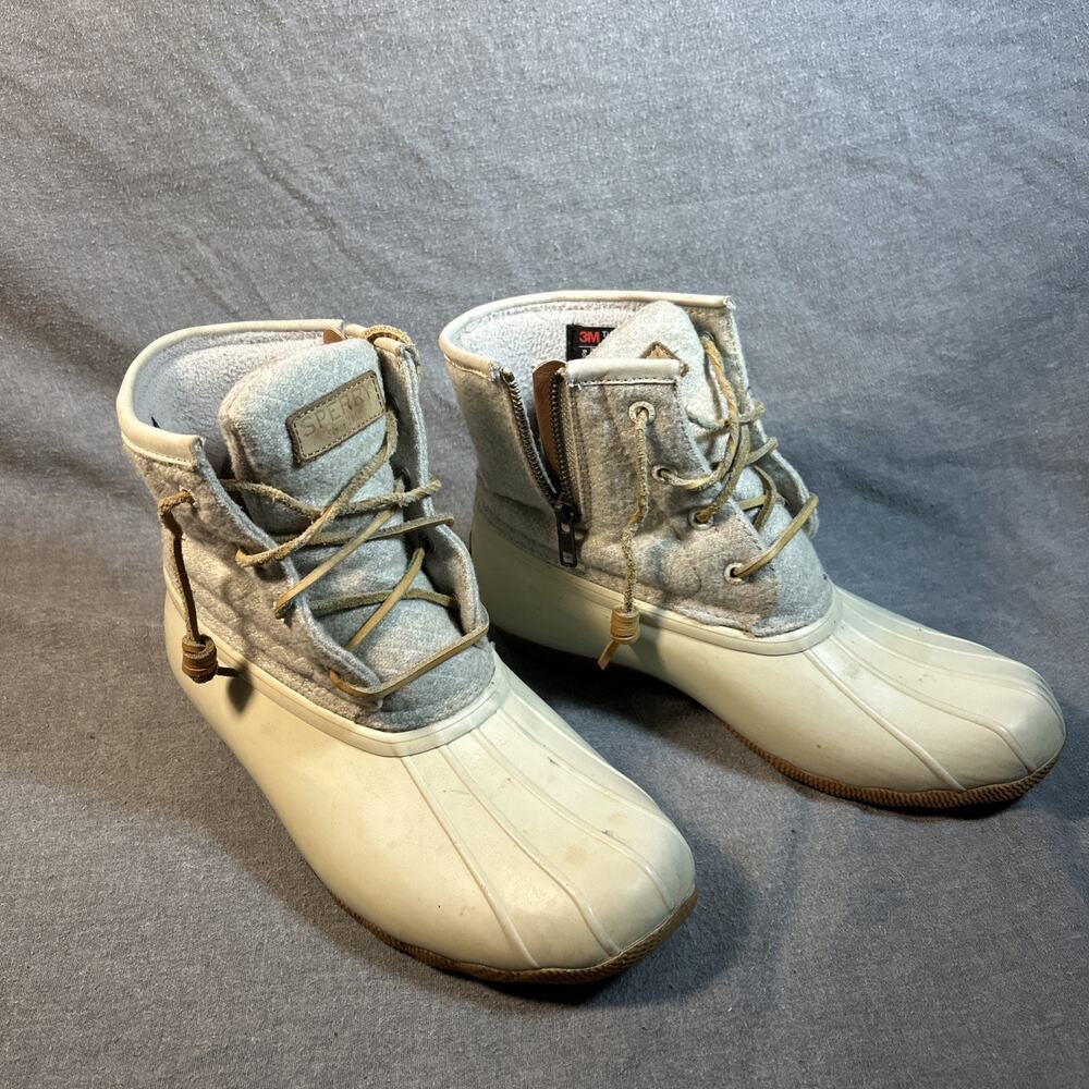 Sperry Saltwater Emboss Wool Boots STS82473 Off White Duck Women Size 7